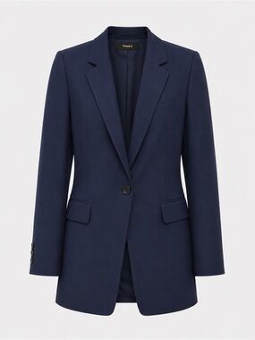Theory Navy Single-Button Tailored Blazer